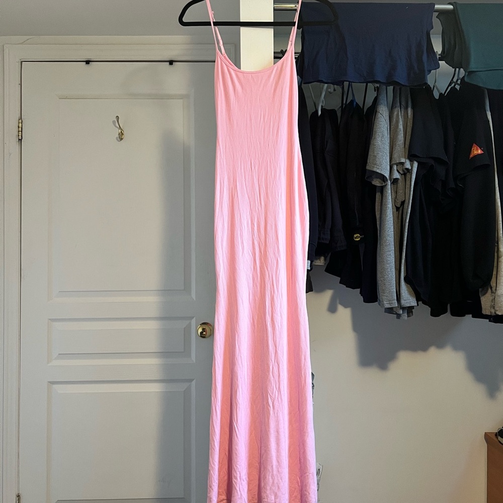 Fashion Nova Pink Ribbed Maxi Dress